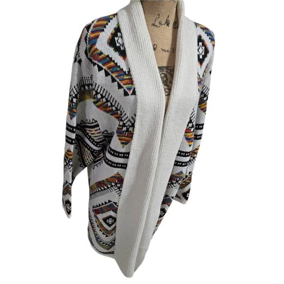Northern Angel Aztec Tribal Print Shawl Collar Duster Cardigan‎ Coatigan Plus 2X - Picture 2 of 6